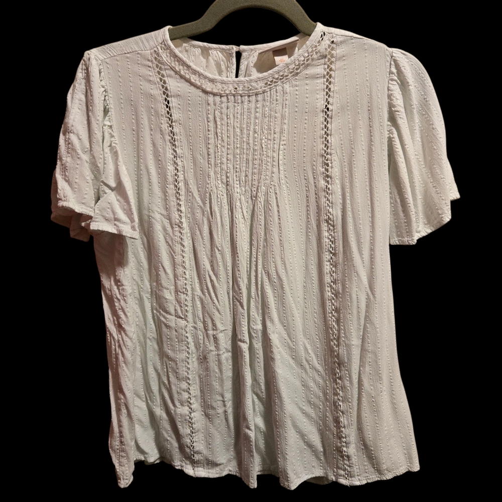 Knox Rose White Textured Blouse Size XS Loose Fit